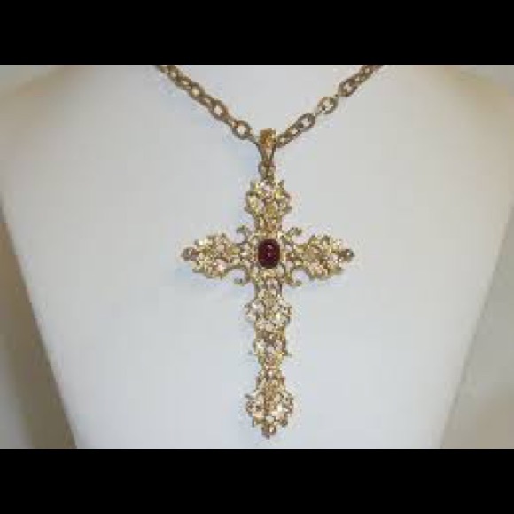 Vintage Jewelry - v i n t a g e :: 
gold gothic vintage cross pin necklaces